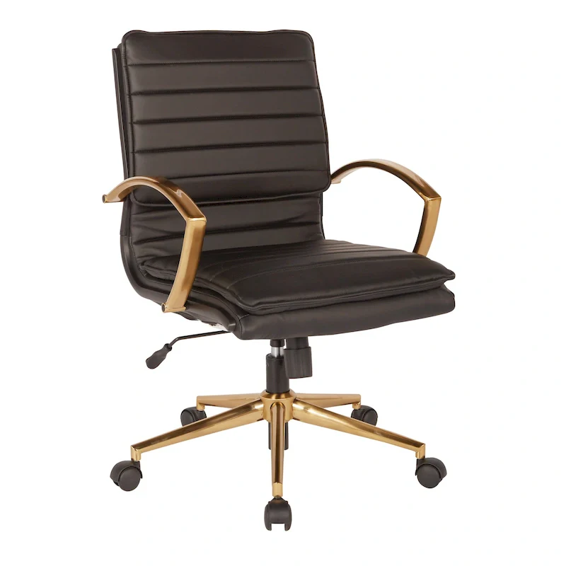 OSP Home Furnishings Gold Base Mid-back Faux Leather Office Chair