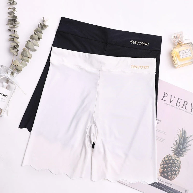 Hulianfu M~4xl Women's Safety Pants Thin Breathable Non-curling Boxer Shorts High Waist Short Pants Plus Size Four-corner Legging Shorts - Deanwangkt