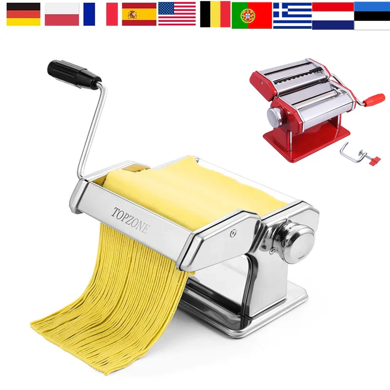 HULIANFU Pasta Maker,Stainless Steel Manual Pasta Maker Machine Perfect for Homemade Spaghetti, Fettuccini, Lasagna,or Dumpling Skins - Deanwangkt