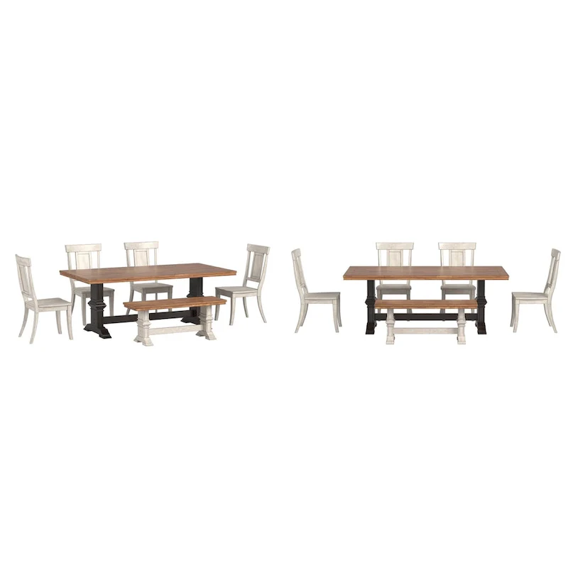 Ronda 78.7 Rectangular Solid Wood Top Dining Set with Panel Back Chairs