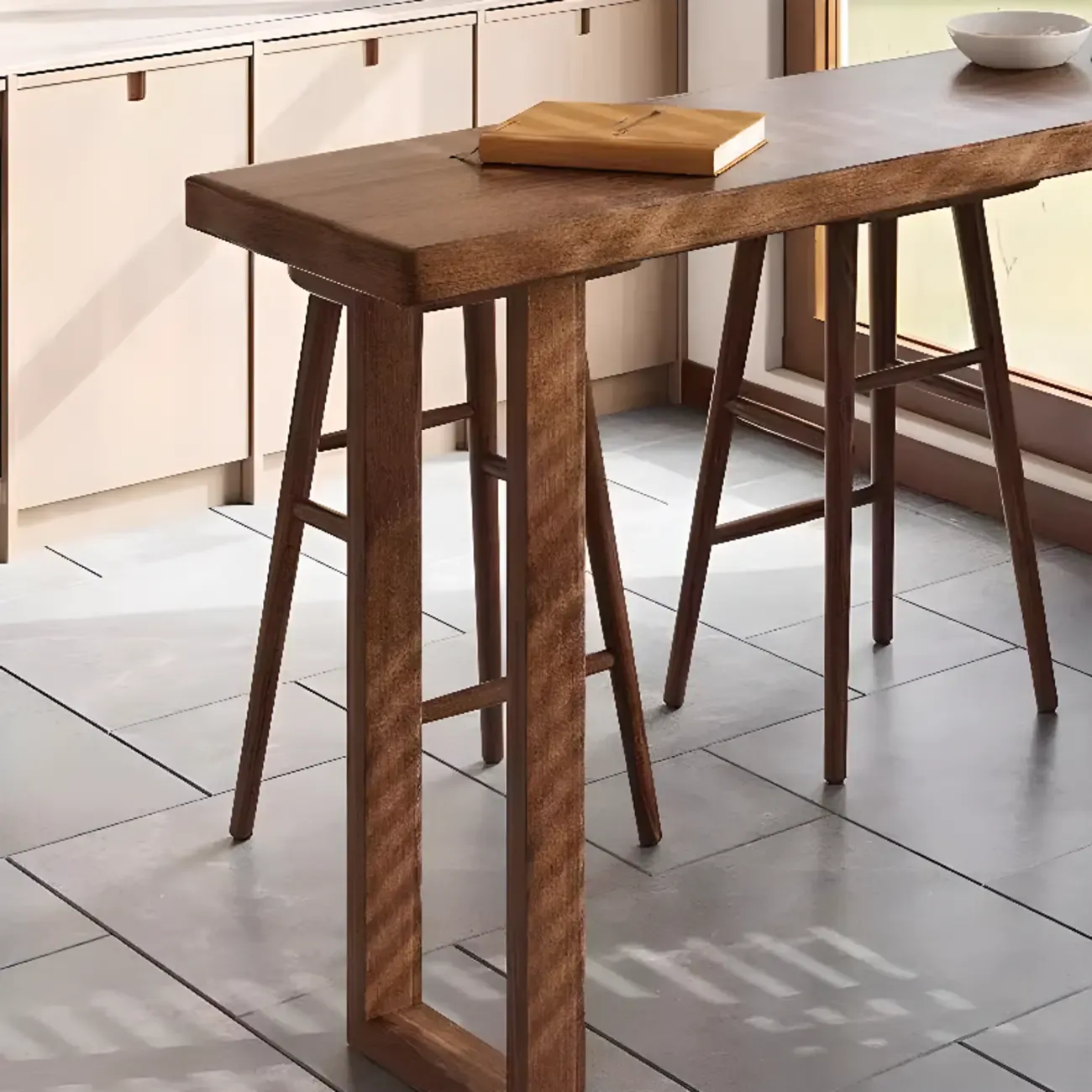 Rustic Cocoa Pine Fixed Top Sled Bar Tables