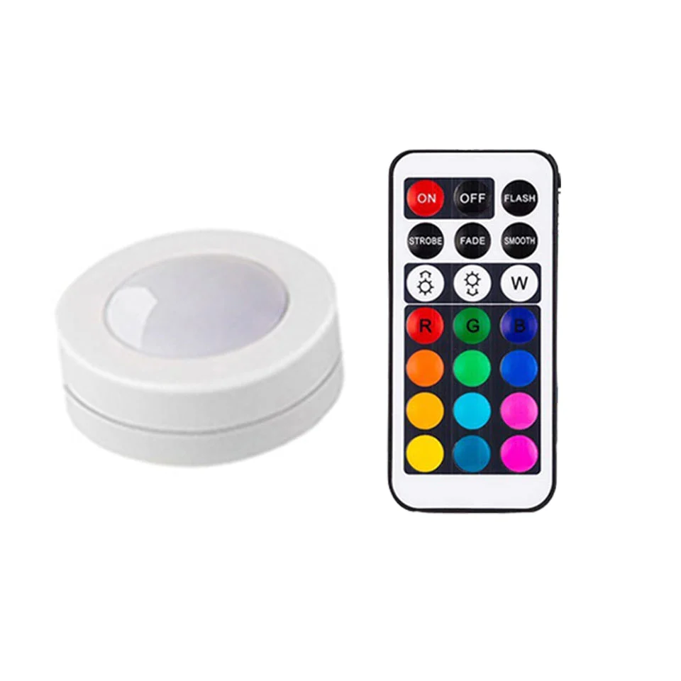 HULIANFU Wireless LED Under Cabinet Light Dimmable Touch Sensor RGB LED Puck Lights For Cupboard Wardrobe Stair Closet Hallway Night Lamp - Deanwangkt
