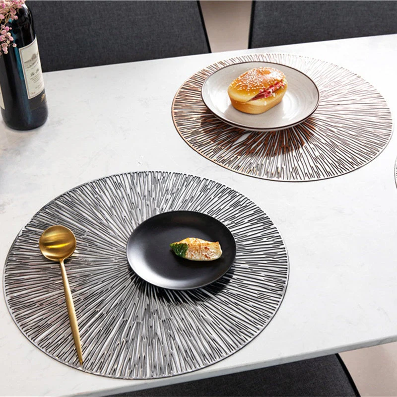 HULIANFU Round Hollow PVC Placemats For Kitchen Dinning Table Mat Insulation Pads Drink Coffee Cup Coasters Hotel Restaurant Home Decor - Deanwangkt