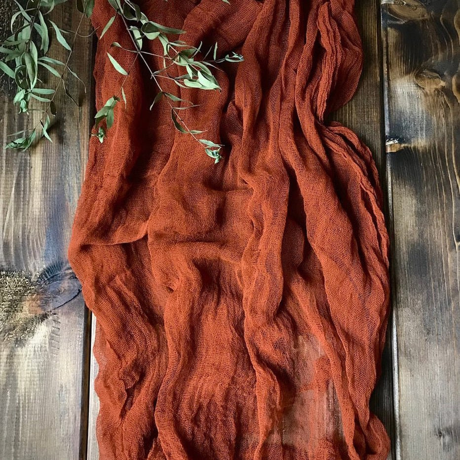 HULIANFU Semi-Sheer Gauze Table Runner Sage Cheesecloth Table Setting Dining Vintage Wedding Party Christmas Banquets Arches Cake Decor - Deanwangkt
