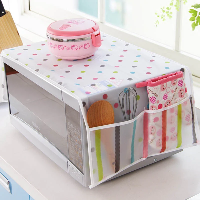 HULIANFU Waterproof 1pcs Grease Proofing Storage Bag Kitchen Accessories Double Pockets  Dust Covers Microwave Cover Microwave Oven Hood - Deanwangkt
