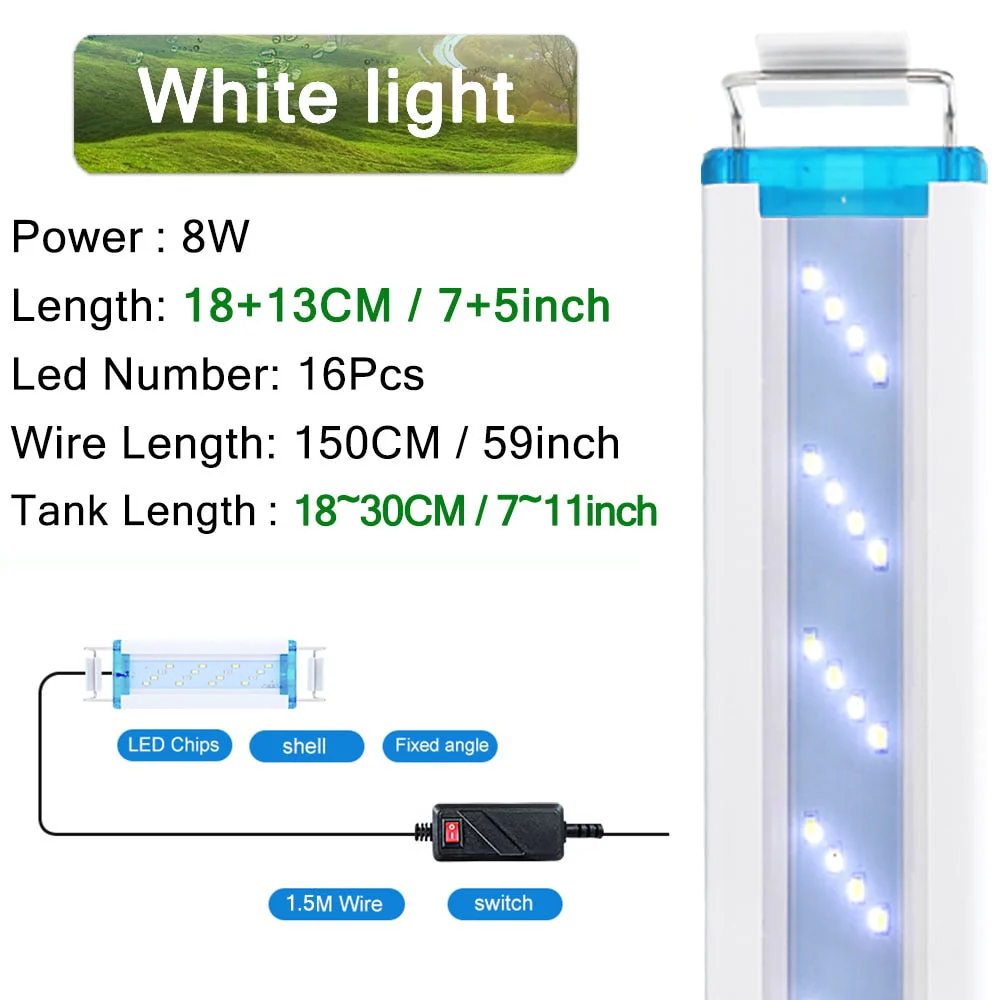 HULIANFU Super Slim LEDs Aquarium Lighting Aquatic Plant Light 18-75CM Extensible Waterproof Clip on Lamp For Fish Tank 90-260V - Deanwangkt