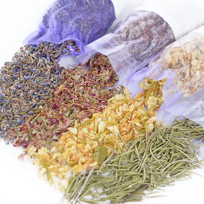 HULIANFU Natural Dried Flowers Sachet Bag Rose Jasmine Rosemary Lavender Bud Dry Flower Household Wardrobe Aromatherapy Car Air Freshener - Deanwangkt