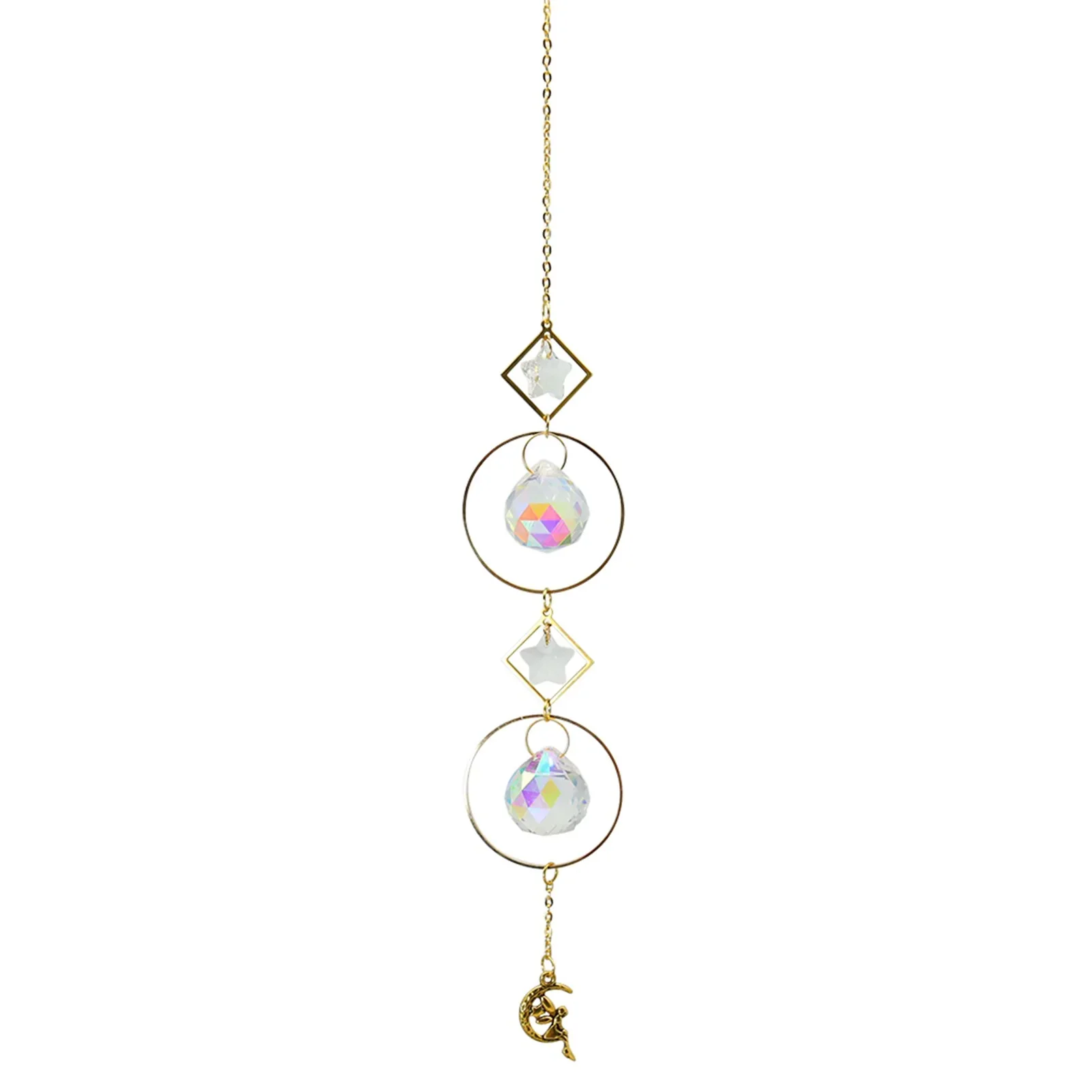 HULIANFU New Indian Style Dreamcatcher Moon Handmade Wind Chimes Wall Ornament Girls Room Decoration Feather Dream Catcher - Deanwangkt