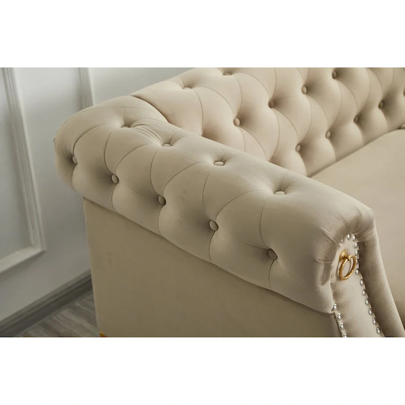 35D x 85W x 30.3H Velvet Chesterfield Button-tufted Sofa