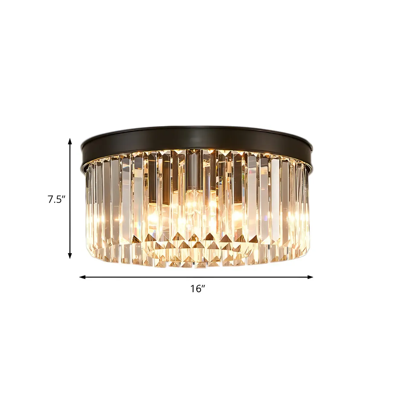 Modern Black Large Crystal Flush Mount Ceiling Light