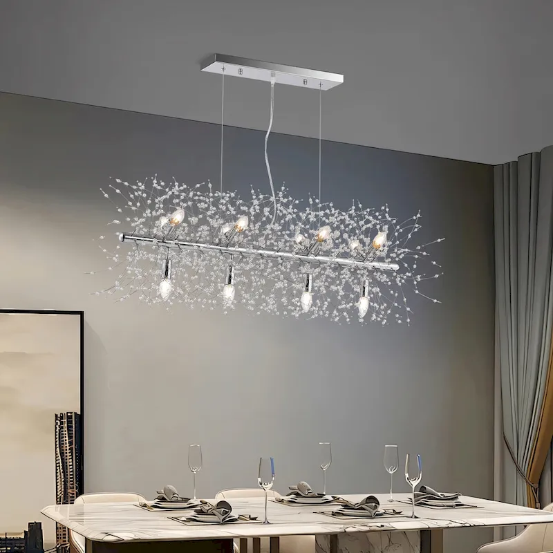Opulent Crystal Cascade 12-Light Linear Pendant