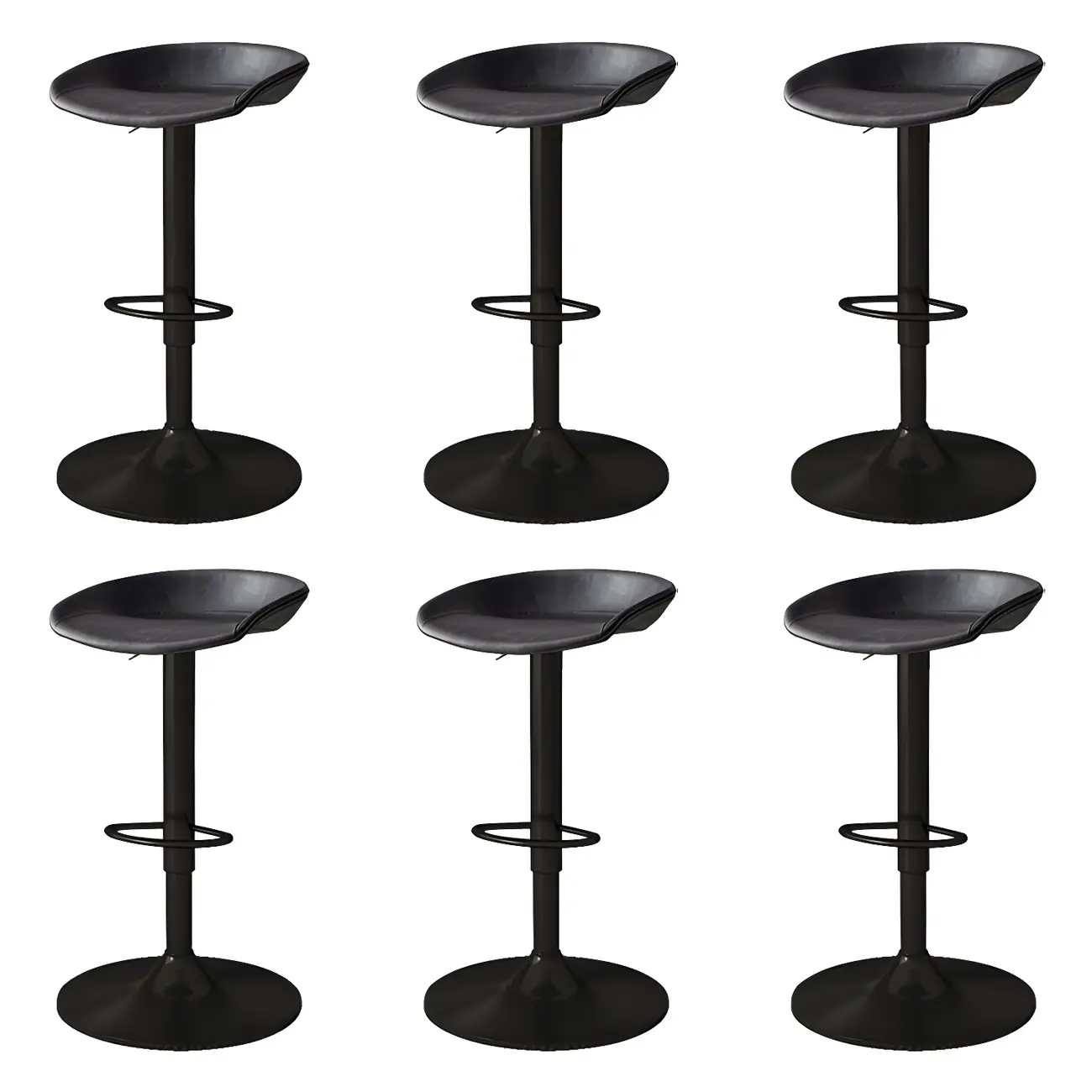 Modern Leather Black Pedestal Swivel Adjustable Bar Stool