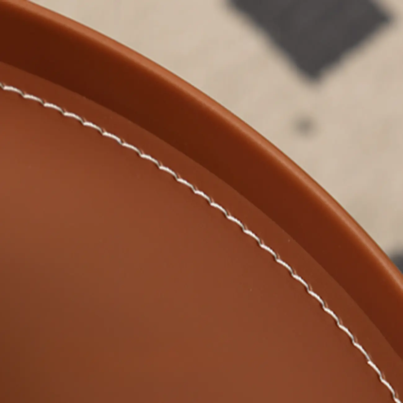 Mobile 2 Layers Brown Leather Metal Round Side Table