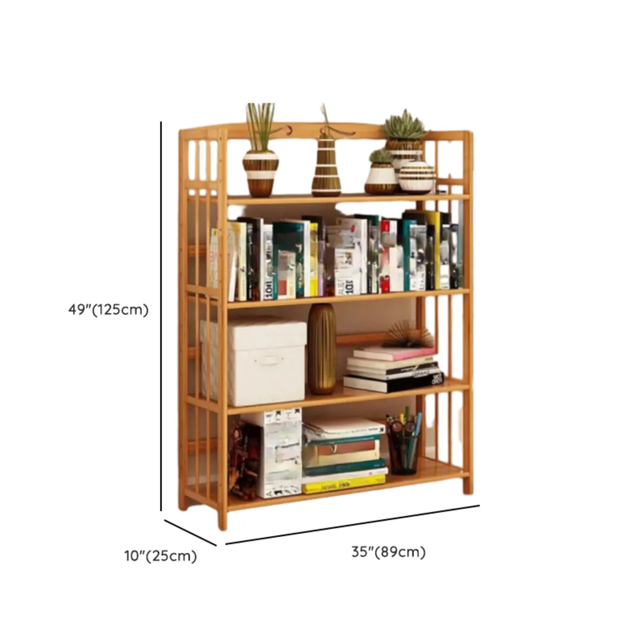 Elegant Nutural Bamboo Vertical Open Back Bookcase