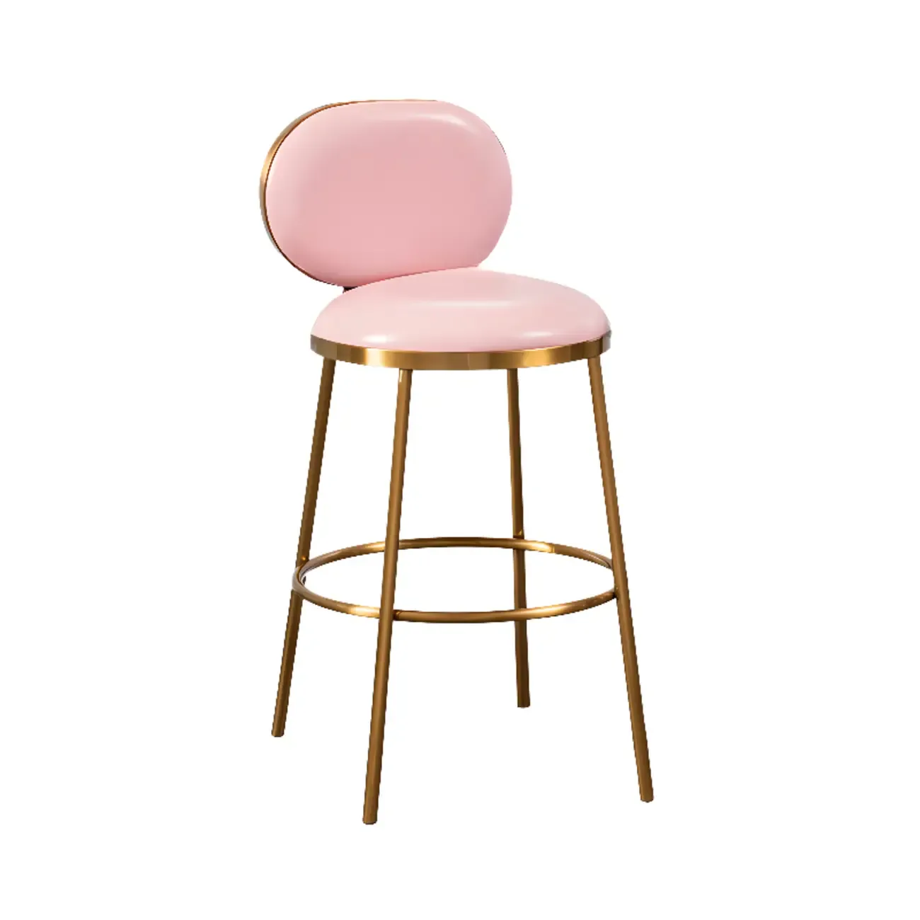 Modern 4-Leg Metal Faux Leather Upholstered Bar Stools