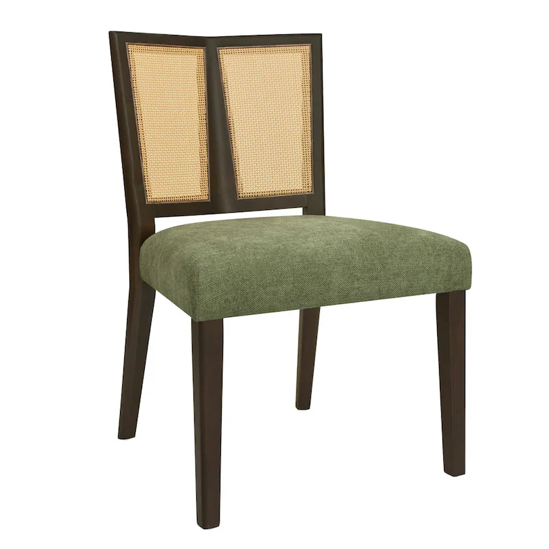 '- Oliver Mid-Century Rattan Back Upholstered Dining Chair Set of 2