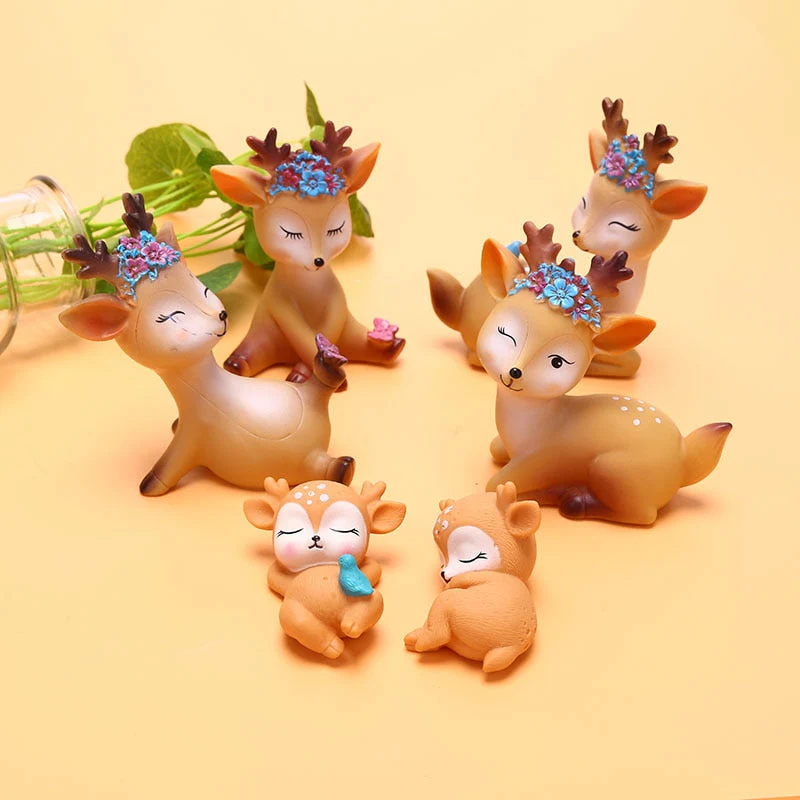 HULIANFU Sika Deer Baking Cake Topper Decoration Miniatures Fairy Garden Ornament Craft - Deanwangkt