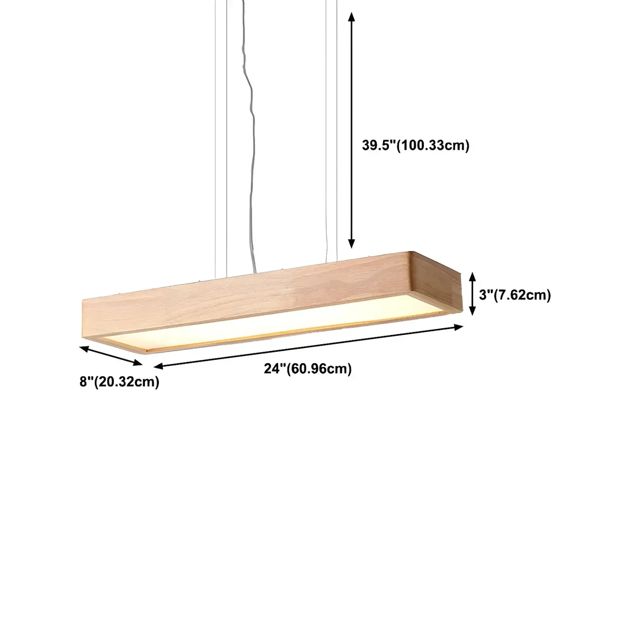 Natural Wood Dimming LED Rectangular Pendant Light