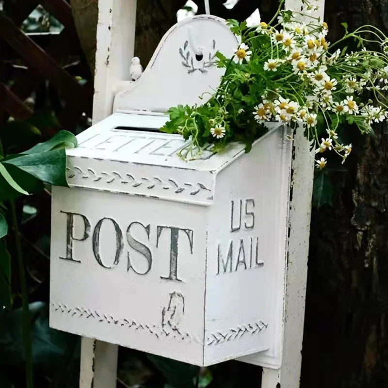 HULIANFU Outdoor Garden Retro Mailbox Decorative Wall Mounted Metal Country Mailbox Post Box - Deanwangkt