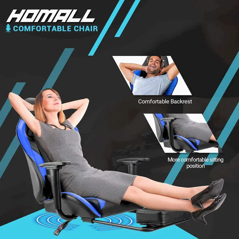 Gaming Chair with Footrest - Ergonomic Desk Chair