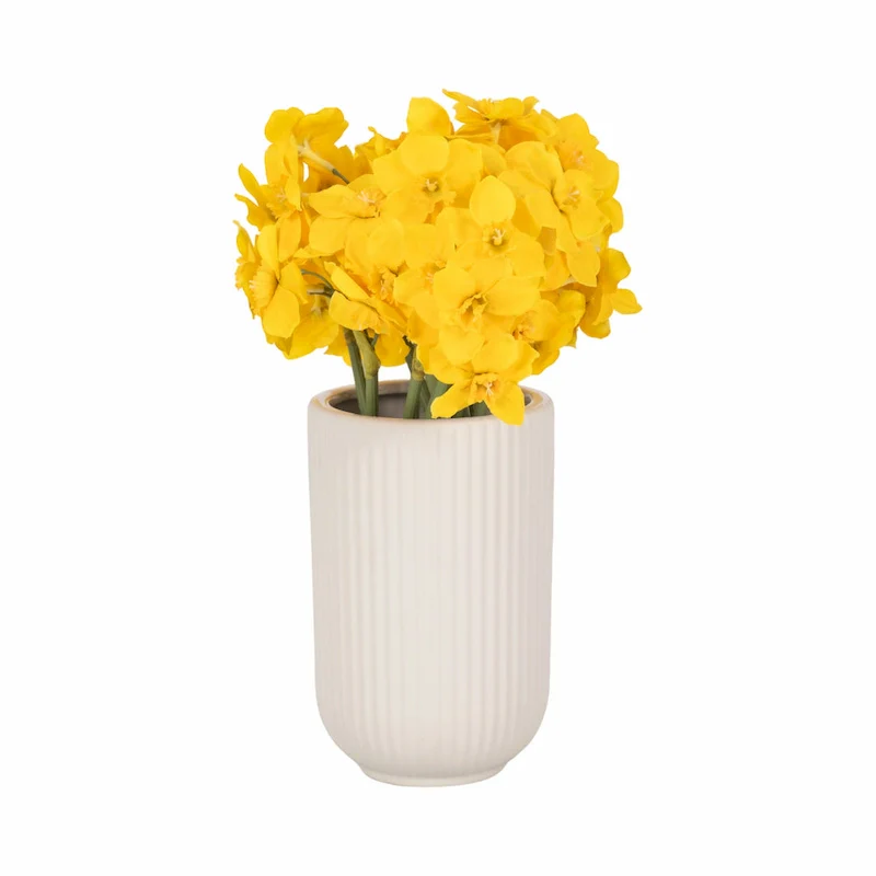 Sagebrook Home Ceramic Ridged Vase Classic Decorative Vase for Home or Office Flower Display