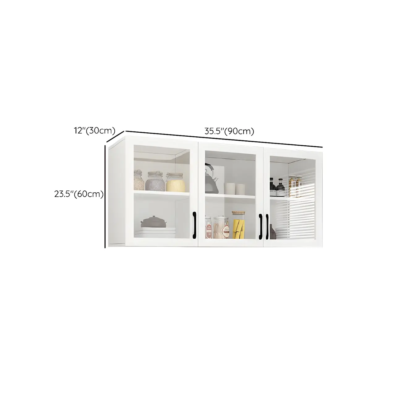 White Rectangular Wall-Mounted Wood China Cabinet