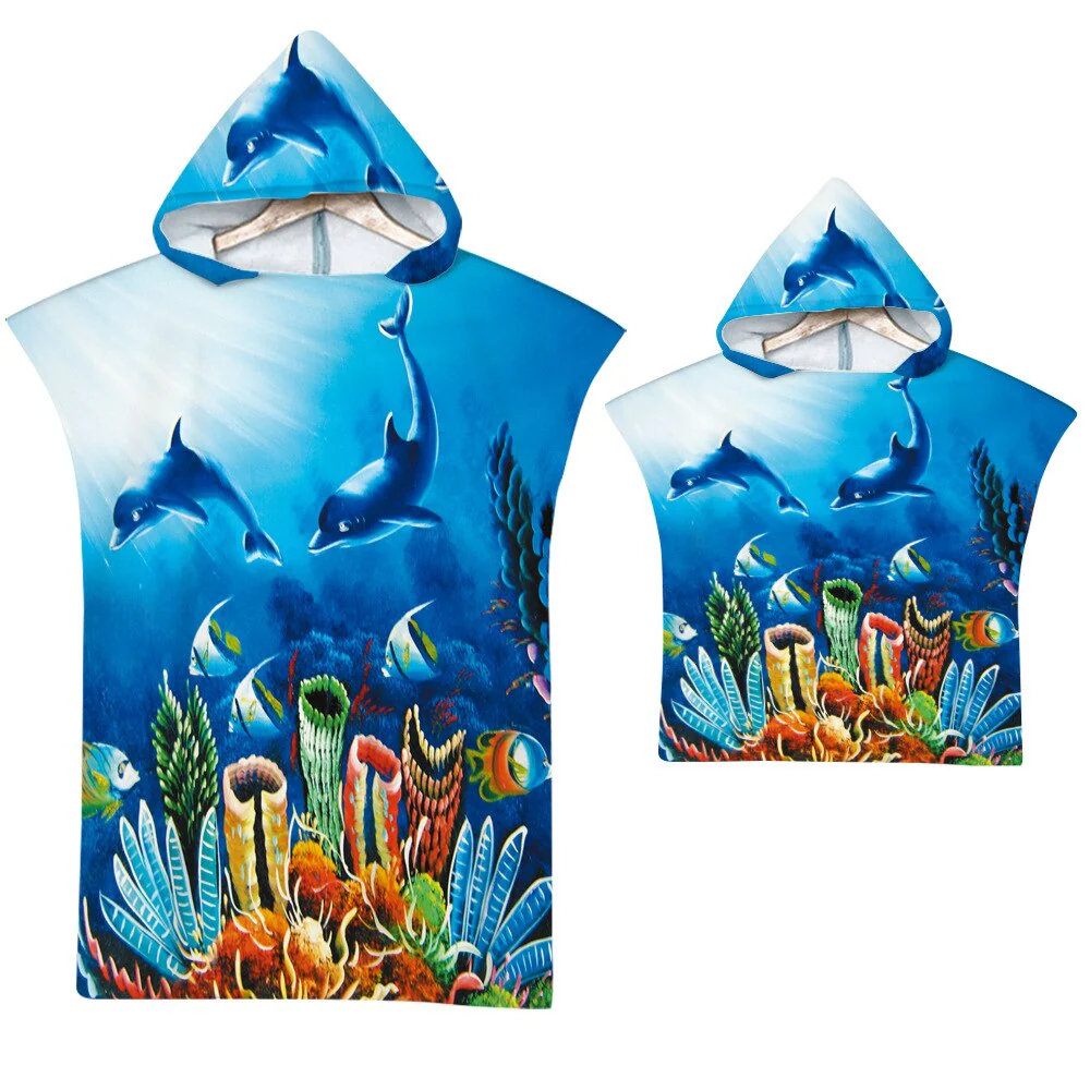 HULIANFU Sea Animals Hooded Beach Towel for Adult Kids Super Soft Childrens Beach Bath Towel Outdoor Poncho Bathrobe Towels - Deanwangkt
