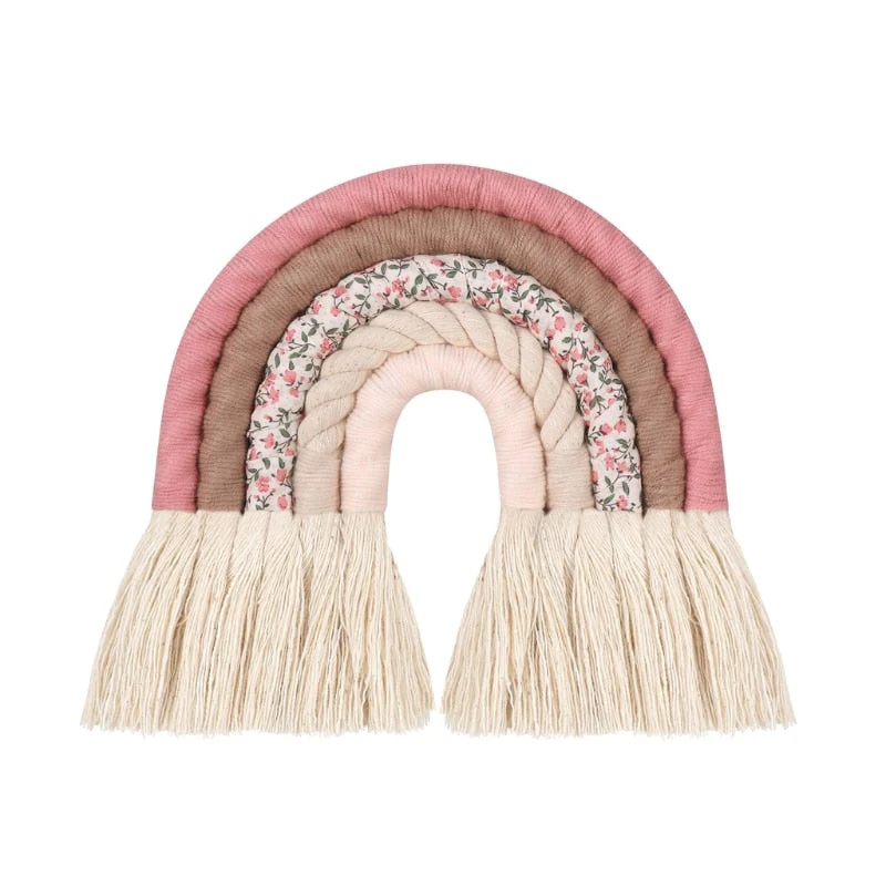HULIANFU Lines Macrame Rainbow Hanging Ornament DIY Rope Handmade Woven Wall Decor Baby Girls Room Decor Home Nursery Decor - Deanwangkt