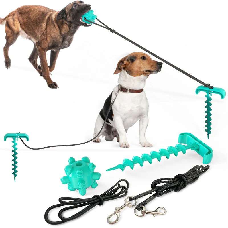 HULIANFU Training Stakes Portable Dog Leash Pile Tie-Out Stick Chew Toy Elasticity Chain for Outdoor Camping Backyard pet leash - Deanwangkt