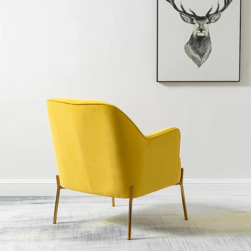Ma Modern Velvet Accent Chair with Golden Legs Set of 2 by