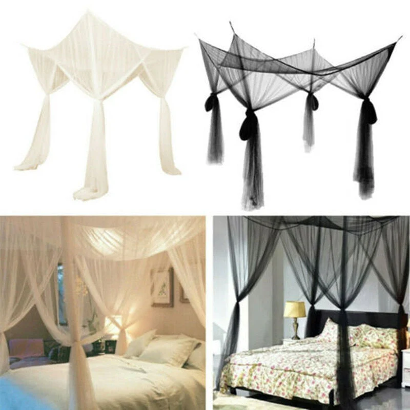 HULIANFU Sexy Mosquito Net Palace Four Door King/Queen Double Size Home Single  Bed Prevent Insect Outdoor Square Grace White Canopy Net - Deanwangkt