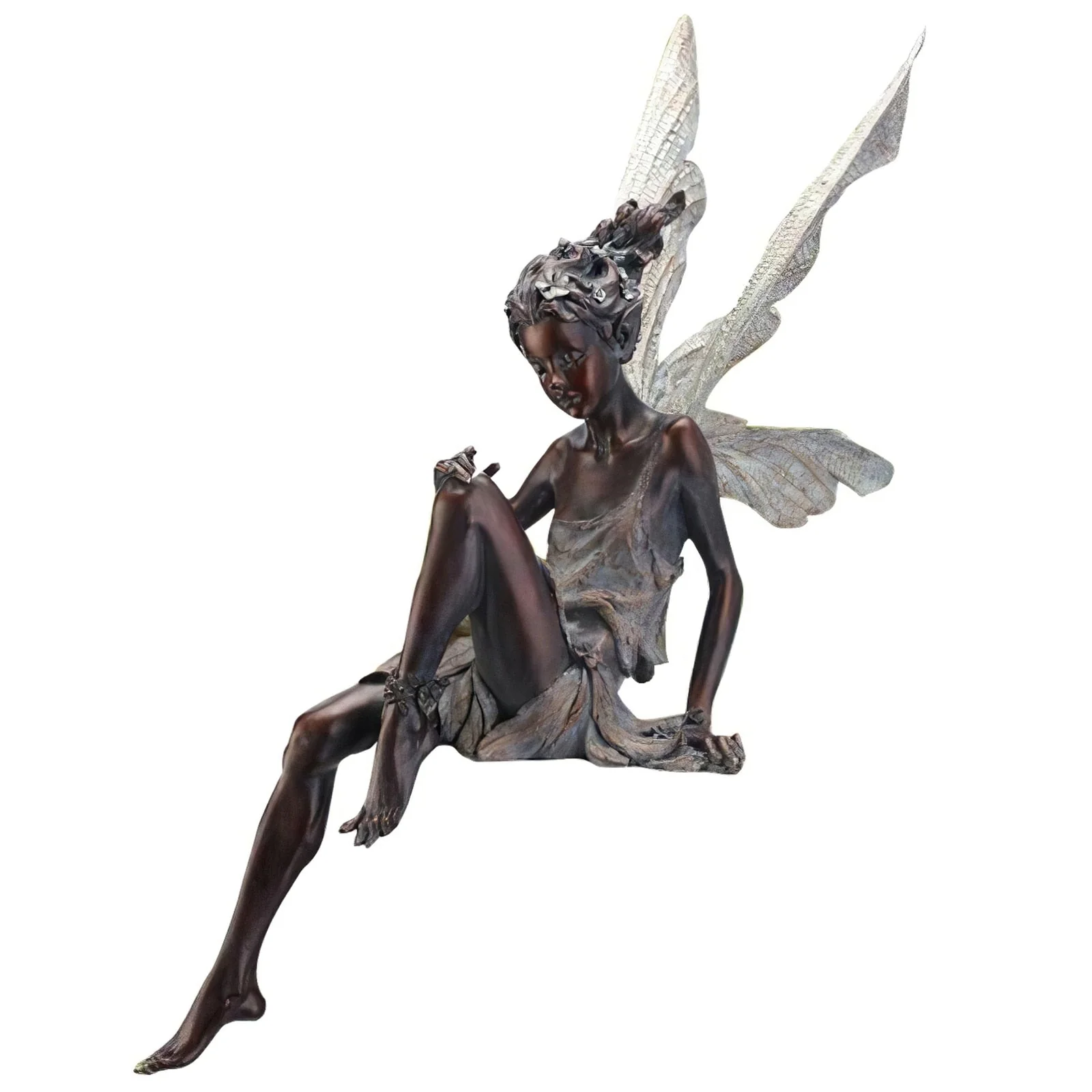 HULIANFU Tudor And Turek Resin Sitting Fairy Statue Garden Ornament Porch Sculpture Yard Craft Landscaping for Home Garden Decoration - Deanwangkt