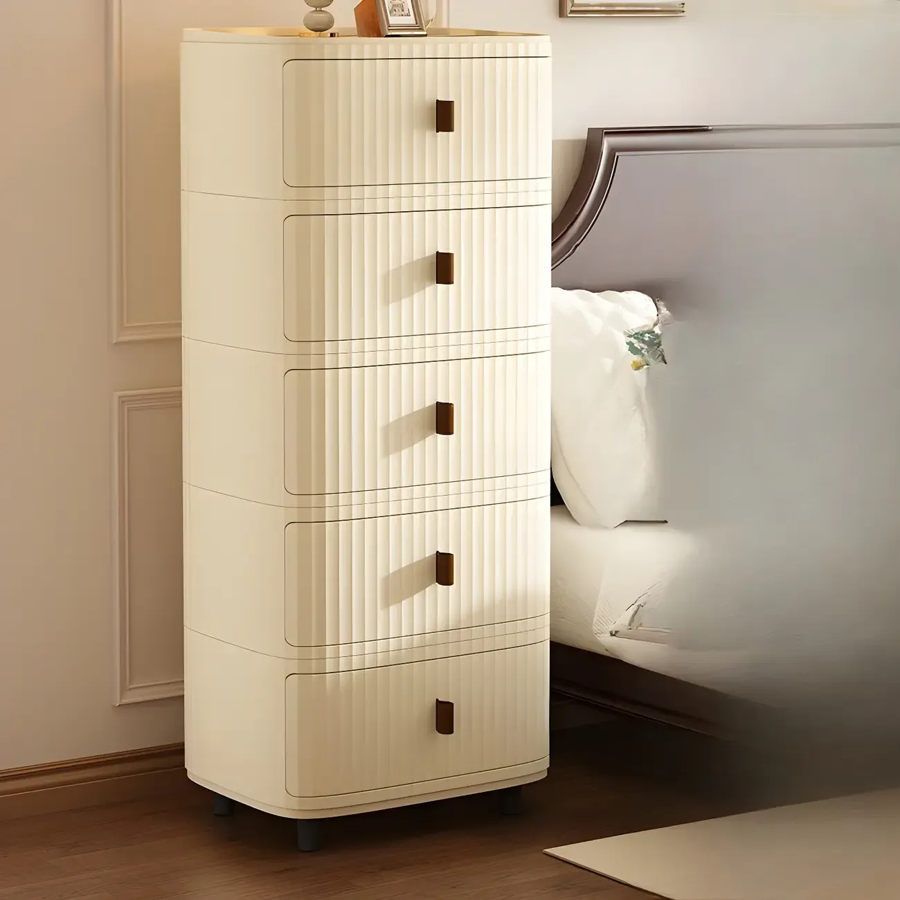Modern Black And White Grid Top Nightstands with Drawers