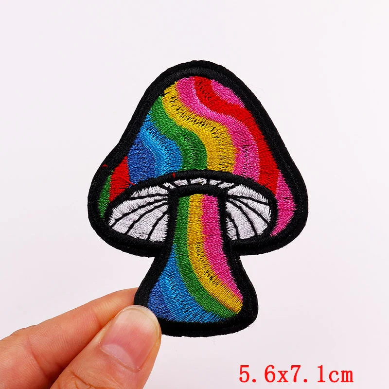 HULIANFU Mushroom Applique Embroidered Patches On Kids Clothes DIY Iron On Patches Cartoon Patches For Clothing Stickers Animal Badges - Deanwangkt