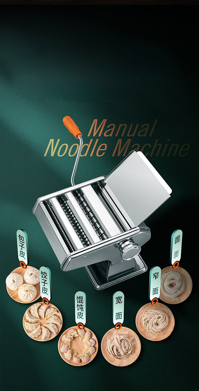 HULIANFU Manual Stainless Steel Linguine Pasta Maker Noodle Spaghetti Press Machine Cutter Dough Sheeter Ravioli Dumplings Shell Tool - Deanwangkt