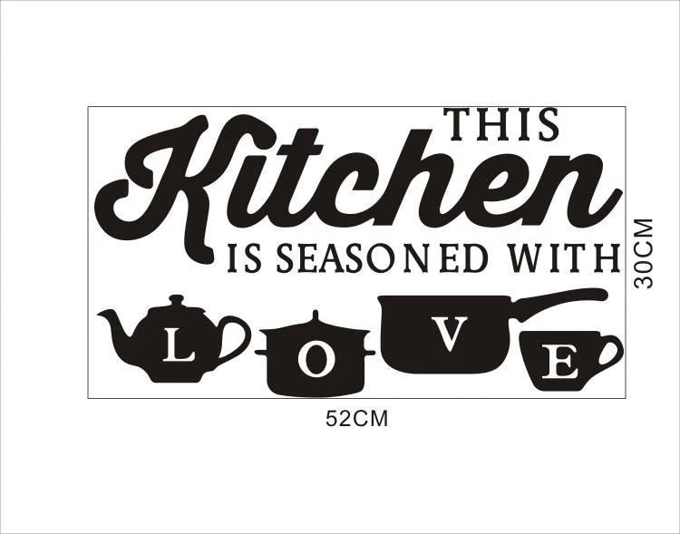 HULIANFU Kitchen Wall Stickers Vinyl Wall Decals for Kitchen English Quote Home Decor Art Decorative Stickers PVC Dining Room For Bar PVC - Deanwangkt