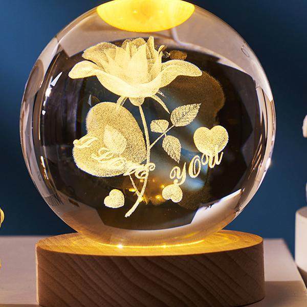 HULIANFU New 80mm K9 Crystal Solar System Planet Globe 3D Laser Engraved Sun System Ball with Touch Switch LED Light Base Astronomy Gifts - Deanwangkt