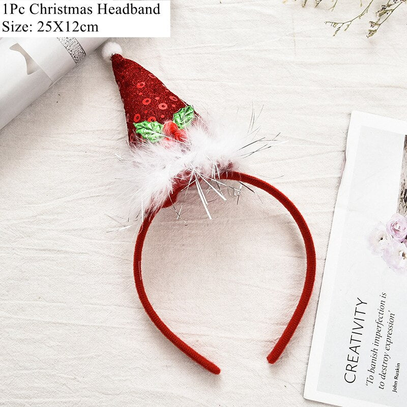 HULIANFU 2026  LuanQI Christmas Headbands for Children Adult Hair Band Red Christmas Santa Claus Snowman Antlers Headband Xmas Decoration Gifts - Deanwangkt