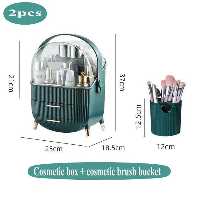 HULIANFU Large Capacity Makeup Organizer Cosmetic Storage Box Drawer Type Desktop Finishing Rack Dustproof Lipstick Beauty Mask Case - Deanwangkt