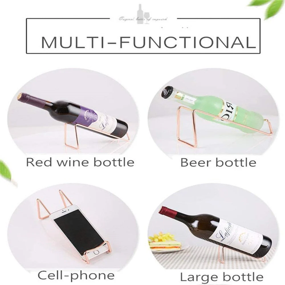 HULIANFU Wine Rack Display Bottle Beer Holder Champagne Stand Drink Shelf Stainless Steel Simple Household Bar Counter Decoration - Deanwangkt