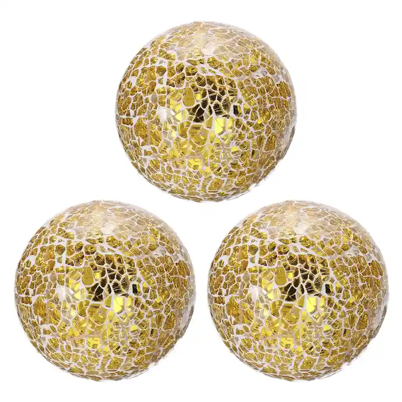 3Pcs Decorative Glass Balls 3.15 Inch Mosaic Glass Ball - 3.15 Inch