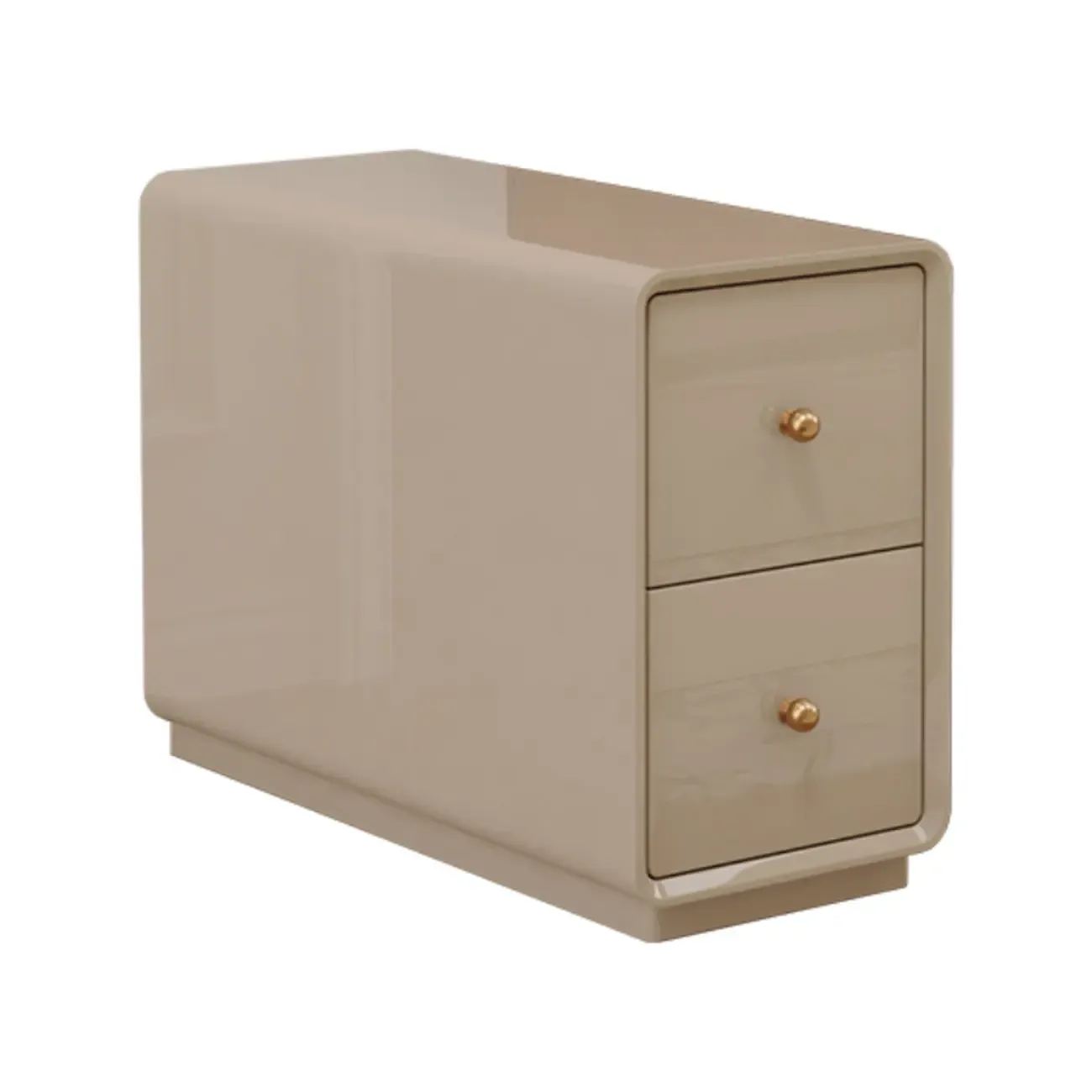 Narrow Rectangle Walnut Wood Side Table with Drawers