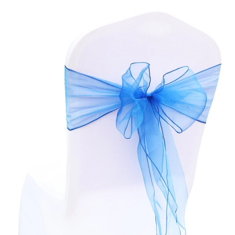 HULIANFU Wedding Decoration Organza Chair Sashes Bow For Party Christmas Halloween hotel Chair Decoration Supplies(Pack of 50pcs  pink) - Deanwangkt