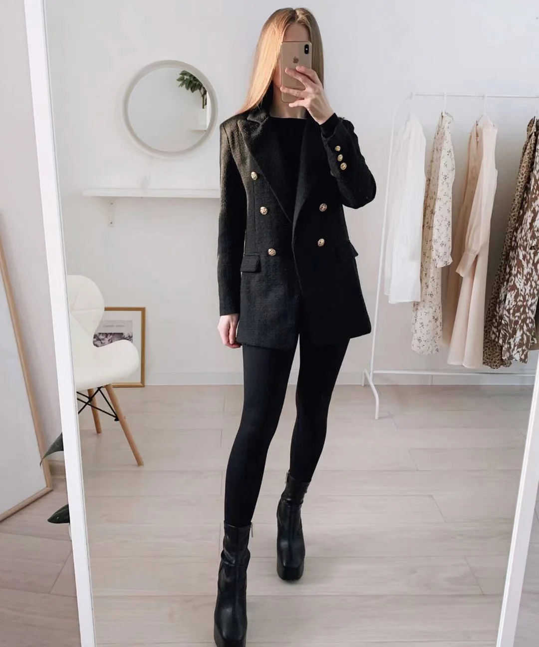 Hulianfu Blazer Women Traf Fashion Metal Double Breasted Woollen Blazers Coat Vintage Long Sleeve Female Outerwear Chic Tops - Deanwangkt