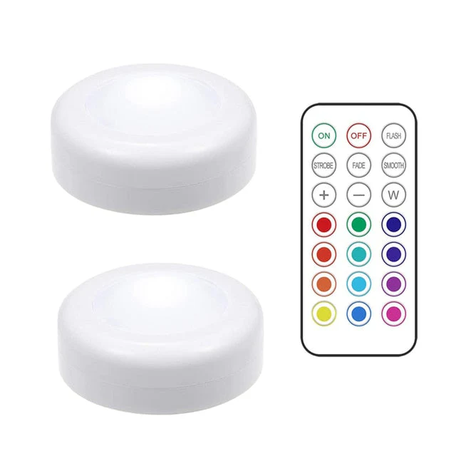 HULIANFU LED Puck Light Remote Control Dimmable Wireless Touch Sensor Battery Operated Portable Kitchen Hallway Closet Cabinet Night Lamp - Deanwangkt