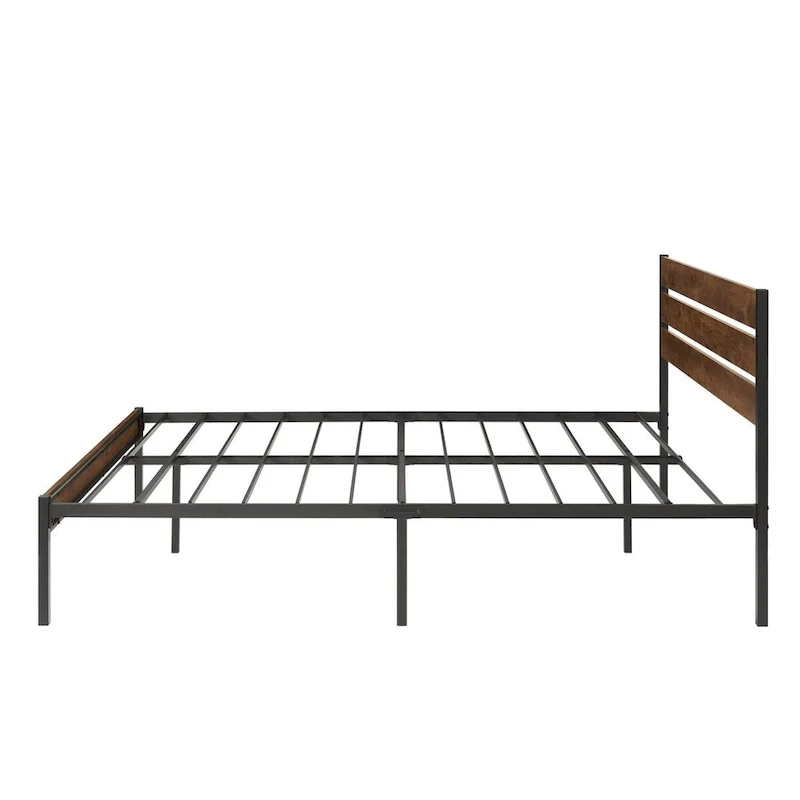 Bed Frame With Wood Headboard, Metal Frame With Strong Slats