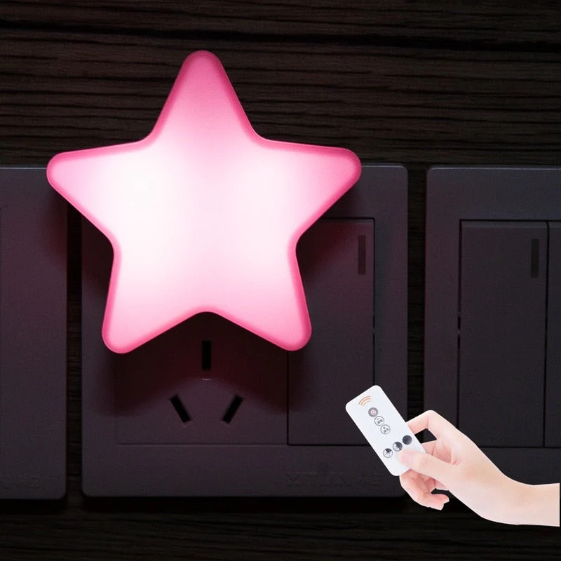 HULIANFU Star Shape Lamp LED Night Lights Bedside Wall Lamp Remote Sensor Control Cartoons Sleeping Light Nursery Children  Bedroom Lamp - Deanwangkt
