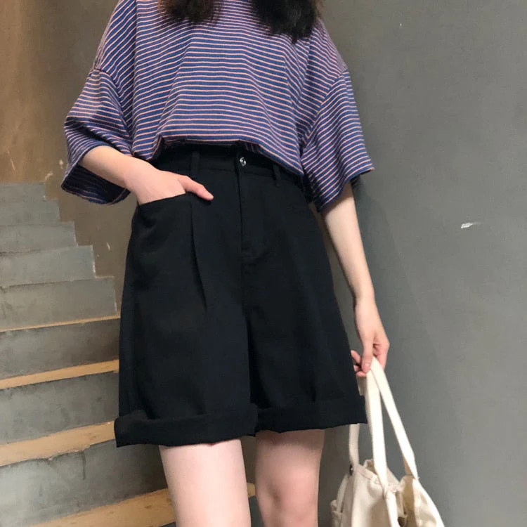 Flectit Bermuda Shorts Women High Waist Wide Leg Soft Denim Shorts Summer Student Girl Casual Outfits - Deanwangkt