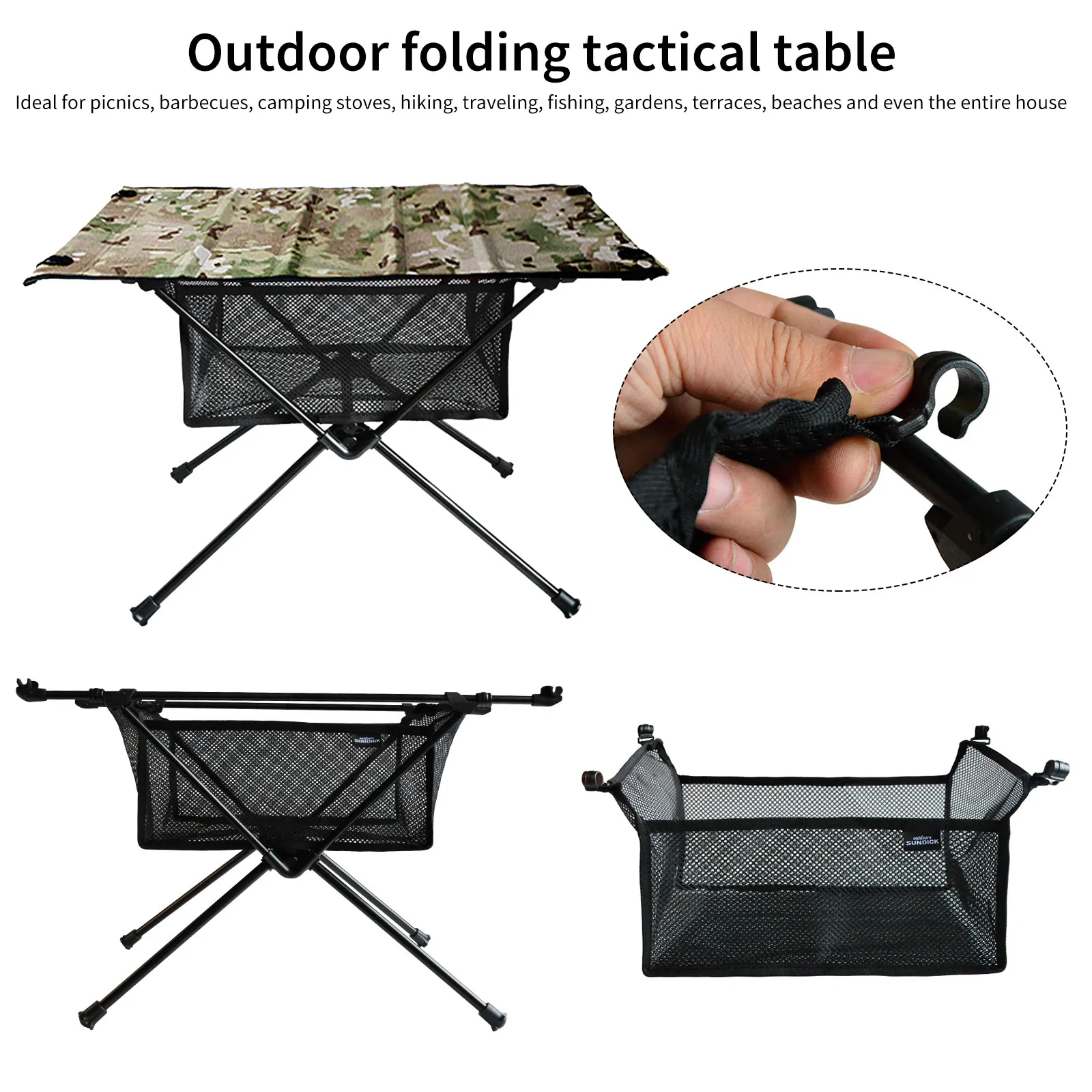 HULIANFU Outdoor Folding Table with Net Pocket Portable Foldable Aluminum Alloy Desk for Picnic Camping Garden Barbecue Desk Table - Deanwangkt