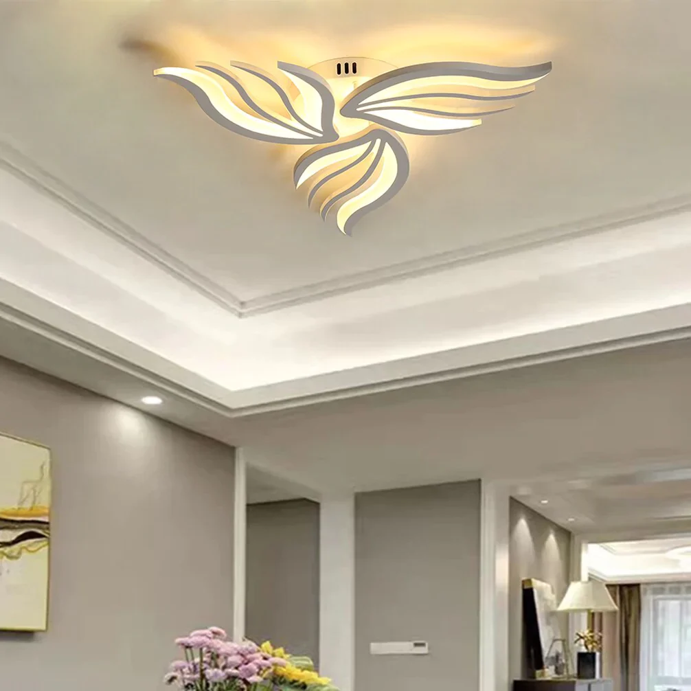 HULIANFU Modern LED Ceiling Lights Dimmable Bedroom Chandelier Lamp Flower-Shape Design With Remote Control Study Hotel Ceiling Lamps - Deanwangkt